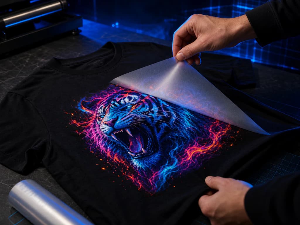 DTF transfer in full color geperst op een T-shirt